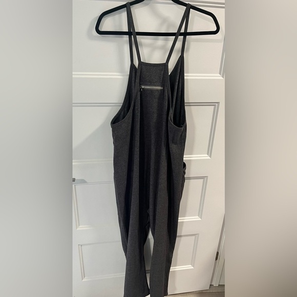 Dark Gray Cotton Blend Jumpsuit - Picture 3 of 4